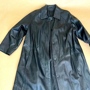 Women’s Black Leather Trenchcoat